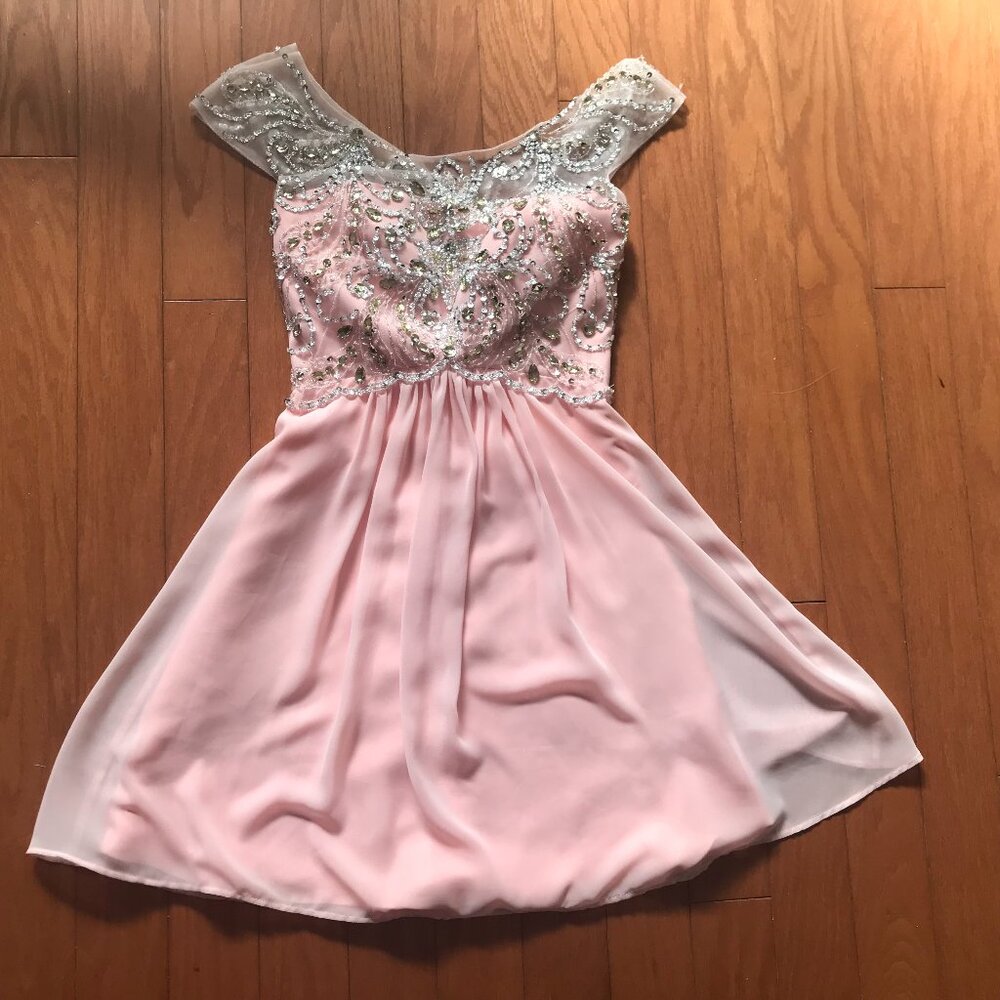 POLY USA:  SPECIAL OCCASION PINK DRESS WITH  BEADING SIZE XS - Picture 2 of 4